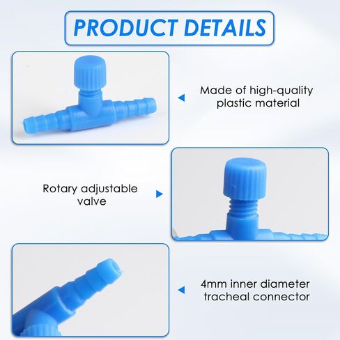 4 قطع صمام هواء لحوض السمك (2 أزرق و2 أسود)، صمام شائك كروي صغير للإغلاق، تصميم صمام كروي شائك للخرطوم، يتحكم في تدفق الهواء، مثالي للأكواريين، وأصحاب الخزانات لتنظيم تدفق الأكسجين in Kuwait