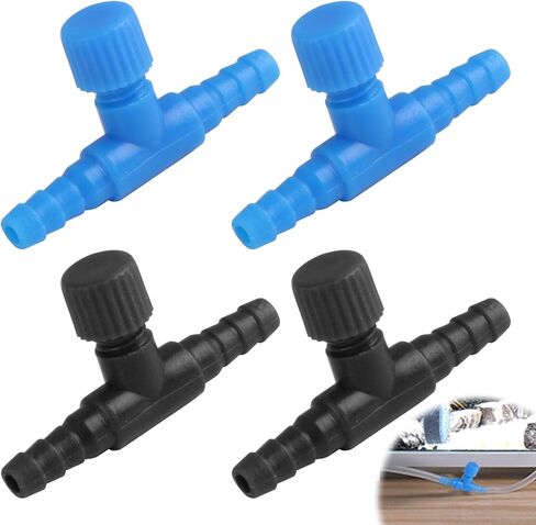 4 قطع صمام هواء لحوض السمك (2 أزرق و2 أسود)، صمام شائك كروي صغير للإغلاق، تصميم صمام كروي شائك للخرطوم، يتحكم في تدفق الهواء، مثالي للأكواريين، وأصحاب الخزانات لتنظيم تدفق الأكسجين in Kuwait
