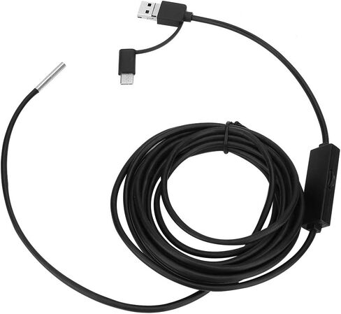 منظار Raguso USB 3 في 1 Borescope USB/Type-C للفحص على شكل ثعبان مع 6 مصابيح LED وعدسة 3.9 مم للكمبيوتر المحمول (فلين 5 متر) in Saudi Arabia