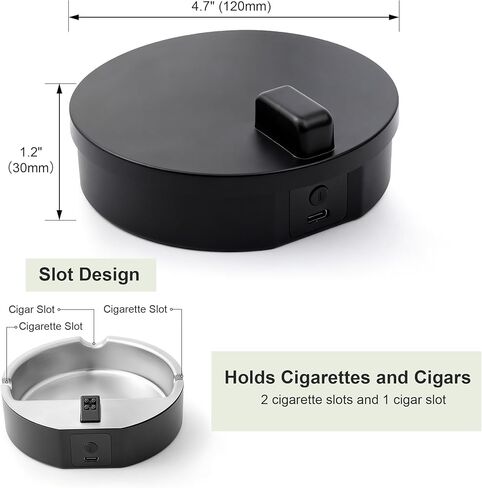 منفضة سجائر متعددة الوظائف بدون دخان، إشعال قوس عديم اللهب قابل لإعادة الشحن عبر USB-C، صينية من الفولاذ المقاوم للصدأ قابلة للإزالة، إيقاف تلقائي لمدة 6 ثوانٍ، مساند سجائر ومسند سيجار واحد، طاولة الفناء تستخدم غرفة النوم المنزلية in Kuwait