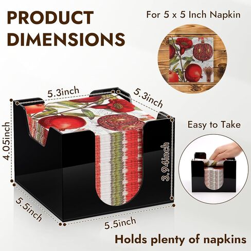 Acrylic Cocktail Napkin Holder Deep for 5 x 5 Inch Napkin Black Bar Napkin Holder Caddy Square Paper Napkin Holder Guest Towel Holder Napkin Dispenser for Coffee Bar Restaurant Home 5.7x5.7x4.1 Inch in Kuwait