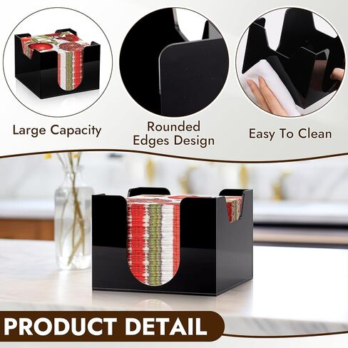 Acrylic Cocktail Napkin Holder Deep for 5 x 5 Inch Napkin Black Bar Napkin Holder Caddy Square Paper Napkin Holder Guest Towel Holder Napkin Dispenser for Coffee Bar Restaurant Home 5.7x5.7x4.1 Inch in Kuwait