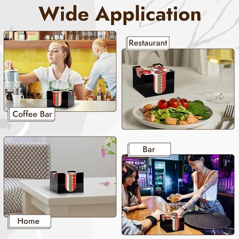 Acrylic Cocktail Napkin Holder Deep for 5 x 5 Inch Napkin Black Bar Napkin Holder Caddy Square Paper Napkin Holder Guest Towel Holder Napkin Dispenser for Coffee Bar Restaurant Home 5.7x5.7x4.1 Inch in Kuwait