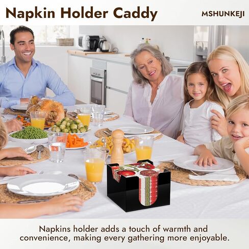 Acrylic Cocktail Napkin Holder Deep for 5 x 5 Inch Napkin Black Bar Napkin Holder Caddy Square Paper Napkin Holder Guest Towel Holder Napkin Dispenser for Coffee Bar Restaurant Home 5.7x5.7x4.1 Inch in Kuwait