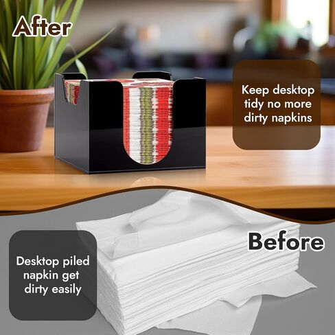 Acrylic Cocktail Napkin Holder Deep for 5 x 5 Inch Napkin Black Bar Napkin Holder Caddy Square Paper Napkin Holder Guest Towel Holder Napkin Dispenser for Coffee Bar Restaurant Home 5.7x5.7x4.1 Inch in Kuwait
