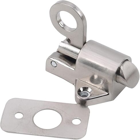 Slide Latch,Gate Bolt Lock,Bolt Sliding Door Lock, Zinc Alloy Door Bolt Latch Lock Window Gate Security Pull Ring Spring Bounce Door Bolt Safty Gate Latch with Screw Silver in Saudi Arabia
