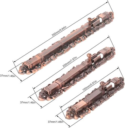 Slide Latch,Gate Bolt Lock,Bolt Sliding Door Lock, /Red Copper Gate Latch Alloy Classical European Vintage Decor Wood/Metal Doors Window 150-250mm(Large Red Copper) in Saudi Arabia