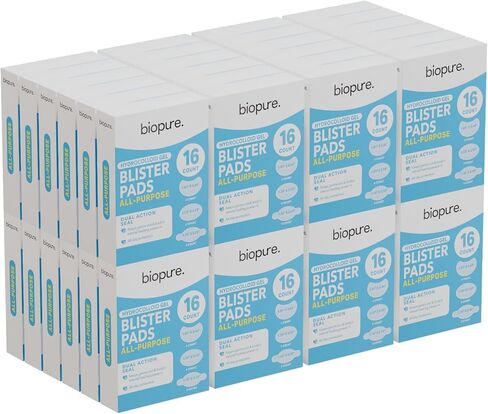 Biopure Hydrocolloid Gel Blister Bandages Pads – Waterproof, Ultra-Thin, All-Day Protection – Dual Action Seal Keeps Germs Out – Blister Bandage for Toes, Heels & Feet (Pack of 1, 16, Count) in Saudi Arabia