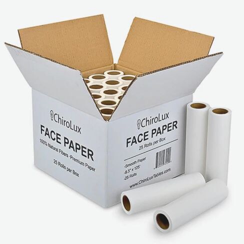 Chirolux Face Paper – Absorbent Disposable Face Cradle Smooth Surface Paper Rolls for Medical & Chiropractic Tables, 8.5" x 125' (25 Rolls) in Saudi Arabia