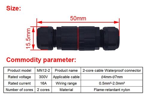 IP68 موصل M12 2 دبابيس بعقب المكونات لحام الحرة لهب النايلون الطيران موصلات 5 قطعة in Kuwait