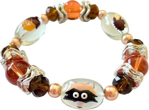 fiona Fall Bracelet For Women, Glass Beaded Stretch Bracelet, Orange White Jewelry Gift For Her in Kuwait