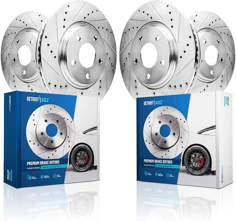 Detroit Axle - 4PC BRAKE KIT لعام 2005-2015 Toyota Tacoma ، 2 دوارات الفرامل المحفورة والمنفصلة 2 in Kuwait