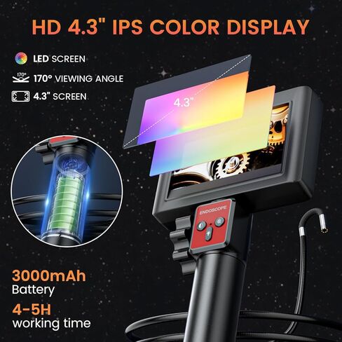 Two-Way Articulating Borescope Camera with Light: Borescope Industrial Endoscope Camera - Flexible Waterproof Inspection Bore Scope for Plumbing Automotive Sewer in Saudi Arabia