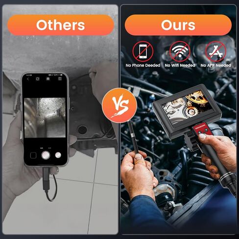 Two-Way Articulating Borescope Camera with Light: Borescope Industrial Endoscope Camera - Flexible Waterproof Inspection Bore Scope for Plumbing Automotive Sewer in Saudi Arabia