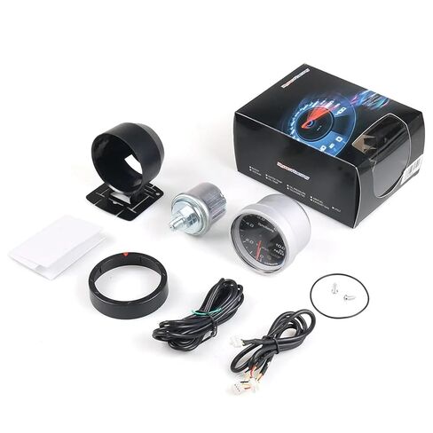 60MM auto Car Oil Pressure Gauge 0-10 BAR Red & White Lighting Meter with Sensor in Saudi Arabia