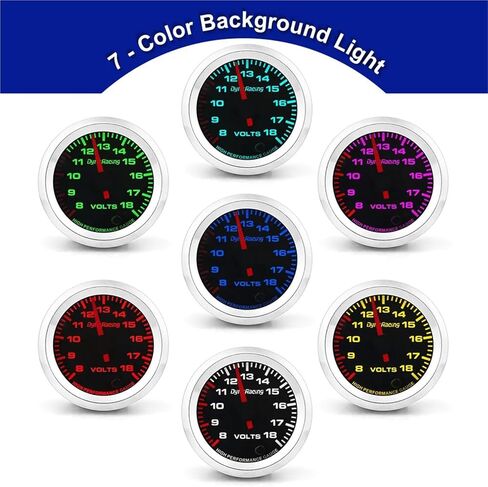 7 Colors 2'' 52mm Car Voltmeter 8-18 Volt Gauge Pointer Voltage Meter with Stepper Motor in Saudi Arabia