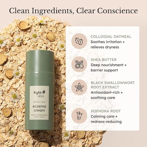 KYTE BABY - Kyte Skin Eczema Cream – Fragrance - Free Moisturizer for Sensitive, Dry Skin – with Colloidal Oatmeal, Aloe & Shea Butter, Hypoallergenic, Pediatrician Tested (4 Fl Oz) in Saudi Arabia