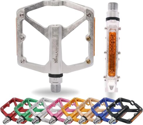 IMPALAPRO Aluminium Platform Bike Pedals with Reflectors – Lightweight Flat Bicycle Pedals 298g, Platform 100×95 mm, 12 Stainless Steel Pins – Mountain Bike Pedals, Gravel & Urban in Kuwait