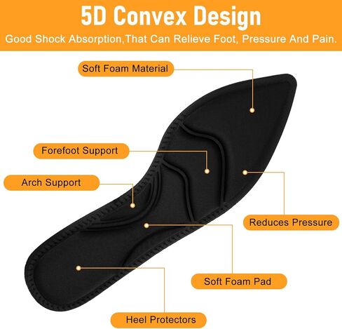 4 Pairs High Heel Insoles, Women Breathable Shoe Inserts, 10 Inch Boot Inserts Foot Cushion, Comfort Sponge Shoe Pads Insert for Women Foot Pain, Arch Pain, Heel Sore, Loose Shoes (Classic 4 Colors) in Saudi Arabia