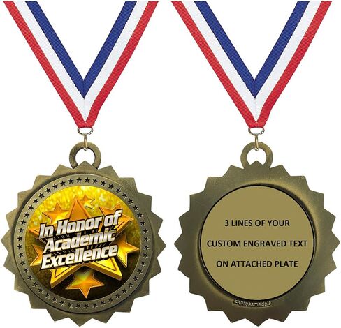 1 to 50 Packs Academic Excellence Gold Medals Trophy Award with Free Custom Engraving D03-FCL401 in Saudi Arabia