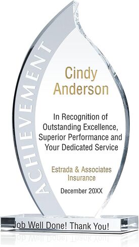 جائزة كريستال على شكل لهب محفورة حسب الطلب، مخصصة باسم الموظف ورسالة الجائزة، جائزة تقدير الإنجازات الفريدة للشركة (L - 9") in Kuwait