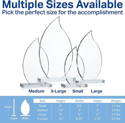جائزة كريستال على شكل لهب محفورة حسب الطلب، مخصصة باسم الموظف ورسالة الجائزة، جائزة تقدير الإنجازات الفريدة للشركة (L - 9") in Kuwait