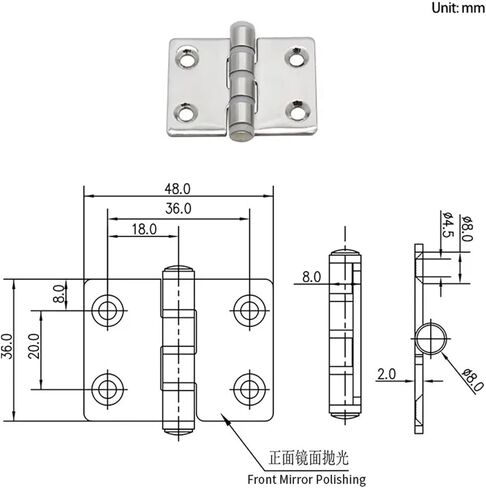 304 Stainless Steel Damping Flat Folding Silent HingeIndustrial Automation Equipment Chassis Cabinet 1Pcs in Saudi Arabia