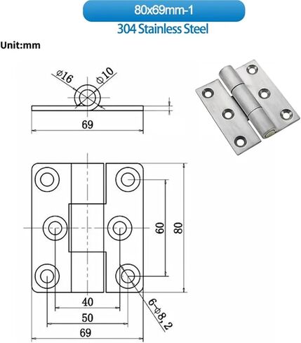 Iron and Stainless Steel Heavy-Duty Thickened Hinge High Load-Bearing 1Pcs(80x69mm-1) in Saudi Arabia