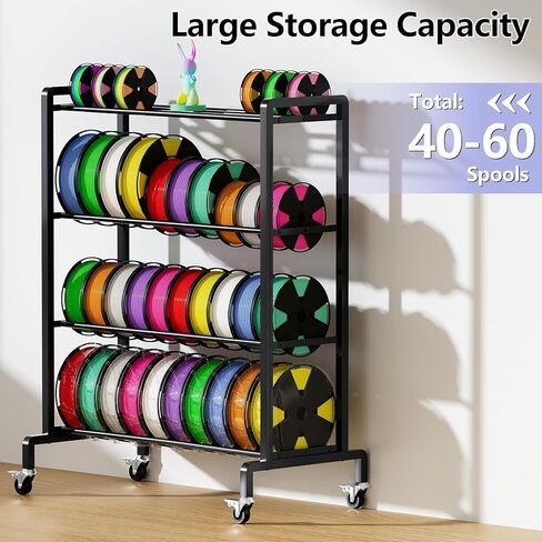 رف تخزين خيوط الطابعة ثلاثية الأبعاد من ANASTA، رف خيوط عالي التحمل مع عجلات، حامل خيوط معدني من 4 طبقات للتنظيم، 50 بكرة رف ذو سعة كبيرة للطباعة ثلاثية الأبعاد في الاستوديو المنزلي in Kuwait