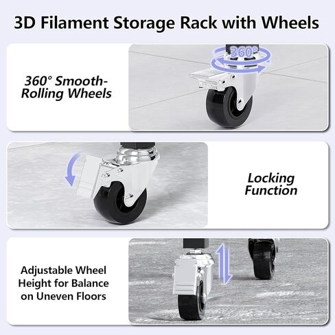رف تخزين خيوط الطابعة ثلاثية الأبعاد من ANASTA، رف خيوط عالي التحمل مع عجلات، حامل خيوط معدني من 4 طبقات للتنظيم، 50 بكرة رف ذو سعة كبيرة للطباعة ثلاثية الأبعاد في الاستوديو المنزلي in Kuwait