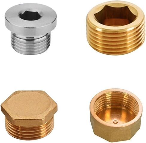 Brass Pipe Hex Head End Cap Male Thread 1/8-1/2 Inch 8-Pack(Male Plug,2 PCS-1/8") in Saudi Arabia