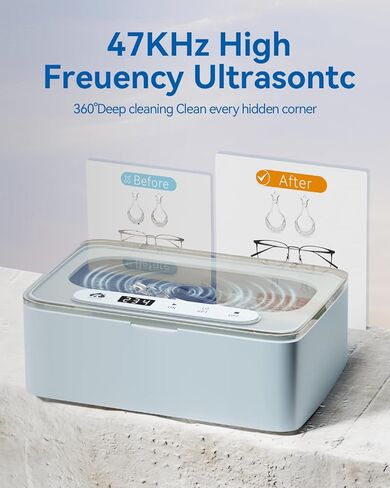 Ultrasonic Jewelry Cleaner, 47kHz Ultrasonic Retainer Cleaner for Jewelry, Eyeglass, Braces, Rings,Watch Band,Dentures, 3 Cleaning Modes Ultrasonic Cleaner Machine, 330ML Capacity Ring Cleaner in Saudi Arabia