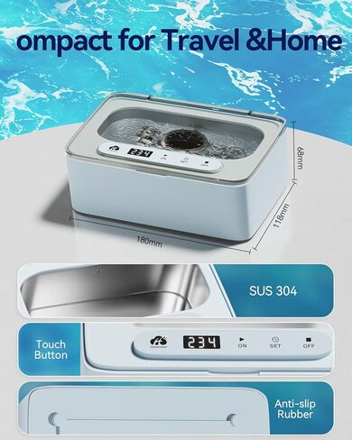 Ultrasonic Jewelry Cleaner, 47kHz Ultrasonic Retainer Cleaner for Jewelry, Eyeglass, Braces, Rings,Watch Band,Dentures, 3 Cleaning Modes Ultrasonic Cleaner Machine, 330ML Capacity Ring Cleaner in Saudi Arabia