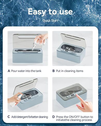 Ultrasonic Jewelry Cleaner, 47kHz Ultrasonic Retainer Cleaner for Jewelry, Eyeglass, Braces, Rings,Watch Band,Dentures, 3 Cleaning Modes Ultrasonic Cleaner Machine, 330ML Capacity Ring Cleaner in Saudi Arabia