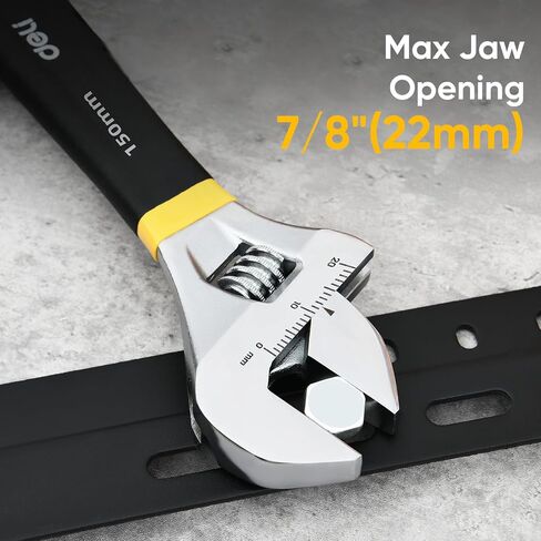 deli 6" Adjustable Wrench Heavy-Duty Chrome Anti-Slip Grip, Smooth-Jaw, Cr-V Steel, Wide Opening for Plumbing & DIY in Saudi Arabia