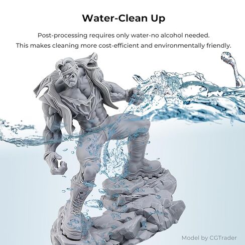 طابعة ثلاثية الأبعاد راتنج سريع قابل للغسل في الماء، 405 نانومتر LCD فوتوبوليمر معالج بالأشعة فوق البنفسجية للحصول على دقة عالية، رائحة منخفضة، غير هشة، رمادي، 500 جرام in Kuwait