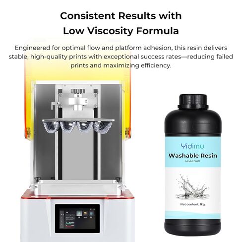طابعة ثلاثية الأبعاد راتنج سريع قابل للغسل في الماء، 405 نانومتر LCD فوتوبوليمر معالج بالأشعة فوق البنفسجية للحصول على دقة عالية، رائحة منخفضة، غير هشة، رمادي، 500 جرام in Kuwait