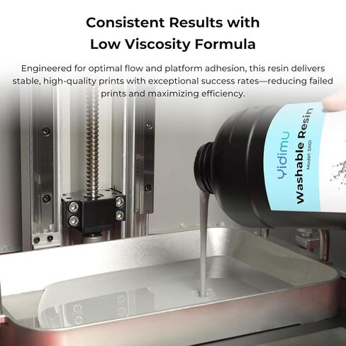 طابعة ثلاثية الأبعاد راتنج سريع قابل للغسل في الماء، 405 نانومتر LCD فوتوبوليمر معالج بالأشعة فوق البنفسجية للحصول على دقة عالية، رائحة منخفضة، غير هشة، رمادي، 500 جرام in Kuwait