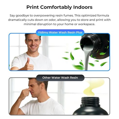 طابعة ثلاثية الأبعاد راتنج سريع قابل للغسل في الماء، 405 نانومتر LCD فوتوبوليمر معالج بالأشعة فوق البنفسجية للحصول على دقة عالية، رائحة منخفضة، غير هشة، رمادي، 500 جرام in Kuwait