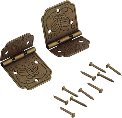 Door Hinges Hinges,Cabinet Butt Hinge,Folding Door Hinges,10pcs Black Furniture Cabinet Door Luggage Hinges 4 Holes Jewelry Wooden Boxes Vintage Old H Hinges with Screws and Storage in Saudi Arabia
