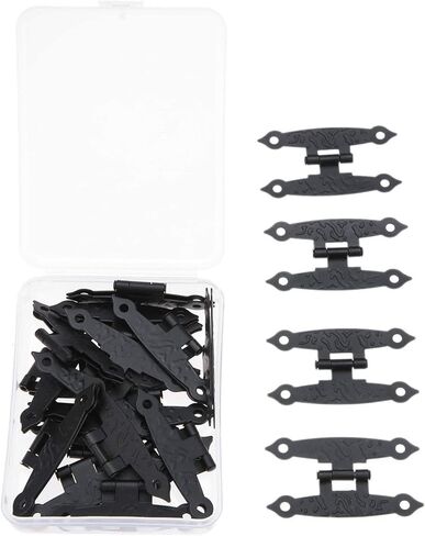 Door Hinges Hinges,Cabinet Butt Hinge,Folding Door Hinges,10pcs Black Furniture Cabinet Door Luggage Hinges 4 Holes Jewelry Wooden Boxes Vintage Old H Hinges with Screws and Storage in Saudi Arabia