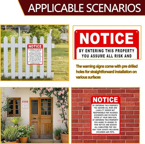 Not Responsible For Accidents Or Injuries Sign, Risk Warning Signs For Property, 9'' X 12'' Enter At Your Own Risk Industrial/No Intrusion Warning Sign in Kuwait