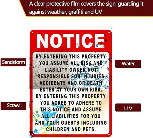 Not Responsible For Accidents Or Injuries Sign, Risk Warning Signs For Property, 9'' X 12'' Enter At Your Own Risk Industrial/No Intrusion Warning Sign in Kuwait