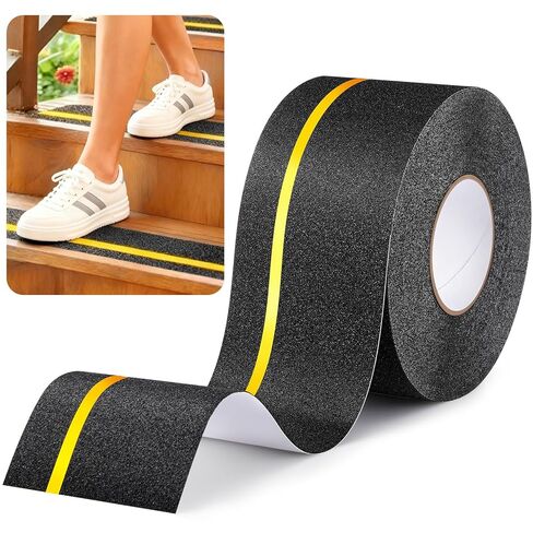 شريط مضاد للانزلاق مقاس 4 بوصات × 80 قدمًا مع شريط عاكس، شريط لاصق للدرج غير قابل للانزلاق في الهواء الطلق، مداس سلالم عالية الجر غير قابلة للانزلاق للسلالم الداخلية ومنحدرات الخطوة وأسطح القوارب in Kuwait