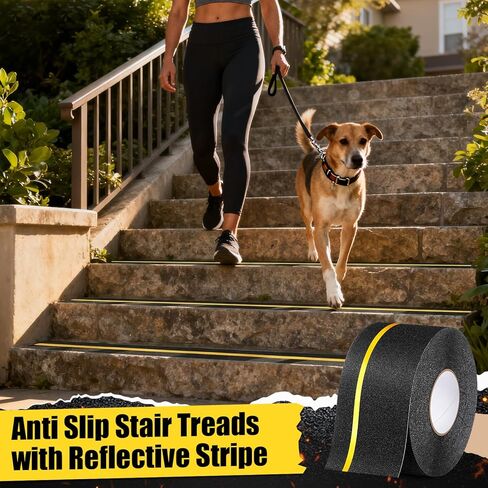 شريط مضاد للانزلاق مقاس 4 بوصات × 80 قدمًا مع شريط عاكس، شريط لاصق للدرج غير قابل للانزلاق في الهواء الطلق، مداس سلالم عالية الجر غير قابلة للانزلاق للسلالم الداخلية ومنحدرات الخطوة وأسطح القوارب in Kuwait