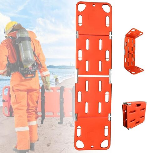 Foldable Spine Board Stretcher with Straps - Lightweight EMT Transfer Backboard for Patient Transport, Water Rescue & Hospital Use, 4-Fold Design for Easy Storage in Saudi Arabia