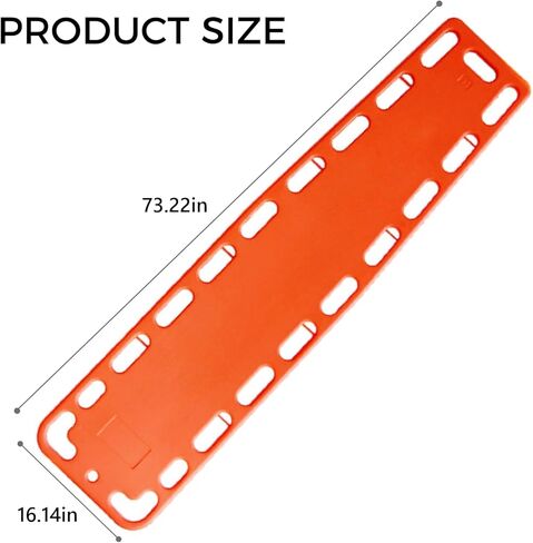 Lightweight Spine Board Stretcher with Straps - Portable EMT Backboard for Patient Transport & Immobilization - Durable PE Plastic Ambulance Rescue Equipment (Orange) in Saudi Arabia