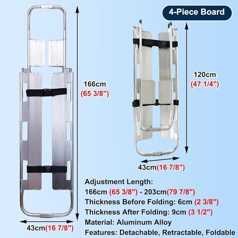 Adjustable Folding Aluminum Spine Stretcher - Detachable Transfer Backboard for First Responders & Medical Rescue - Portable Emergency Spine Board for Safe Patient Transport in Saudi Arabia