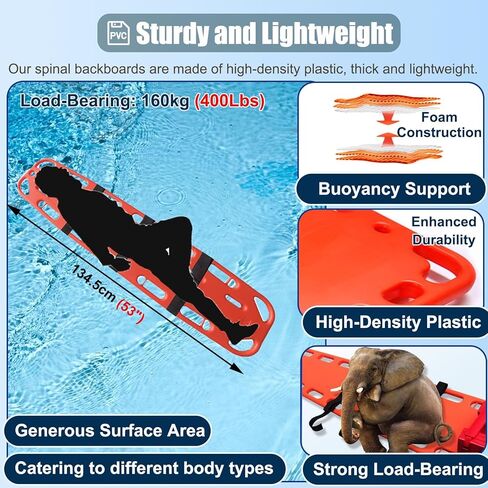 Lightweight Waterproof Spine Board for Kids - Floating Patient Transport & Immobilization Stretcher, Ideal for Public Pools & EMT Use in Saudi Arabia