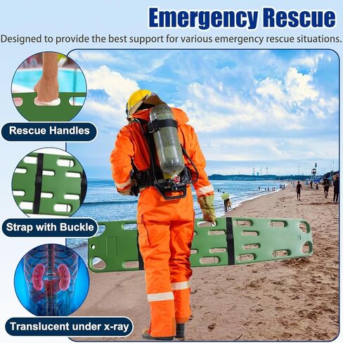 Lightweight Emergency Rescue Transfer Board with Straps - Spine Immobilization for Adults, Ideal for Public Swimming Pools & Water Rescue Situations in Saudi Arabia